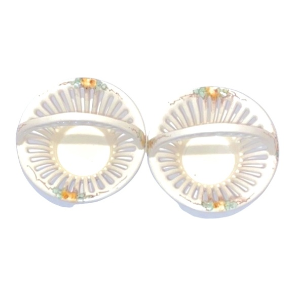 Two Miniature German Porcelain Weave Baskets • Hand Painted • Stamped & Numbered - Picture 6 of 10